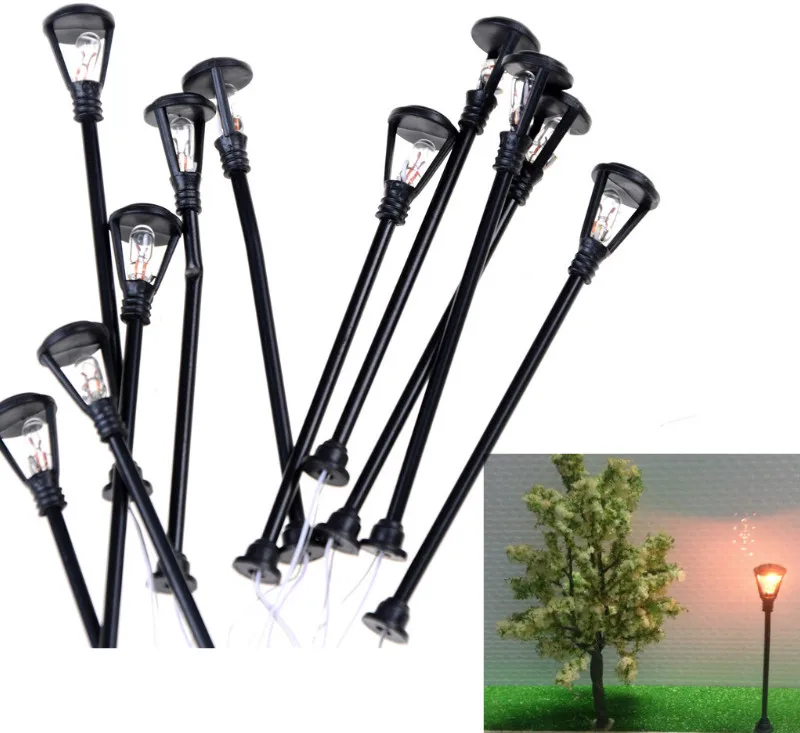 10pcs/set Street Lamp Fairy Garden Miniatures Moss Terrariums Desktop Bottle For Home Mini Decor Garden Resin Crafts Decoration