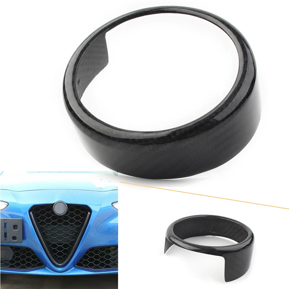 

Real Carbon Fiber For Alfa Romeo Giulia 2017-2020 Front Grill Emblem Logo Ring ABS Decoration Cover Trim Car Styling Accessoreis