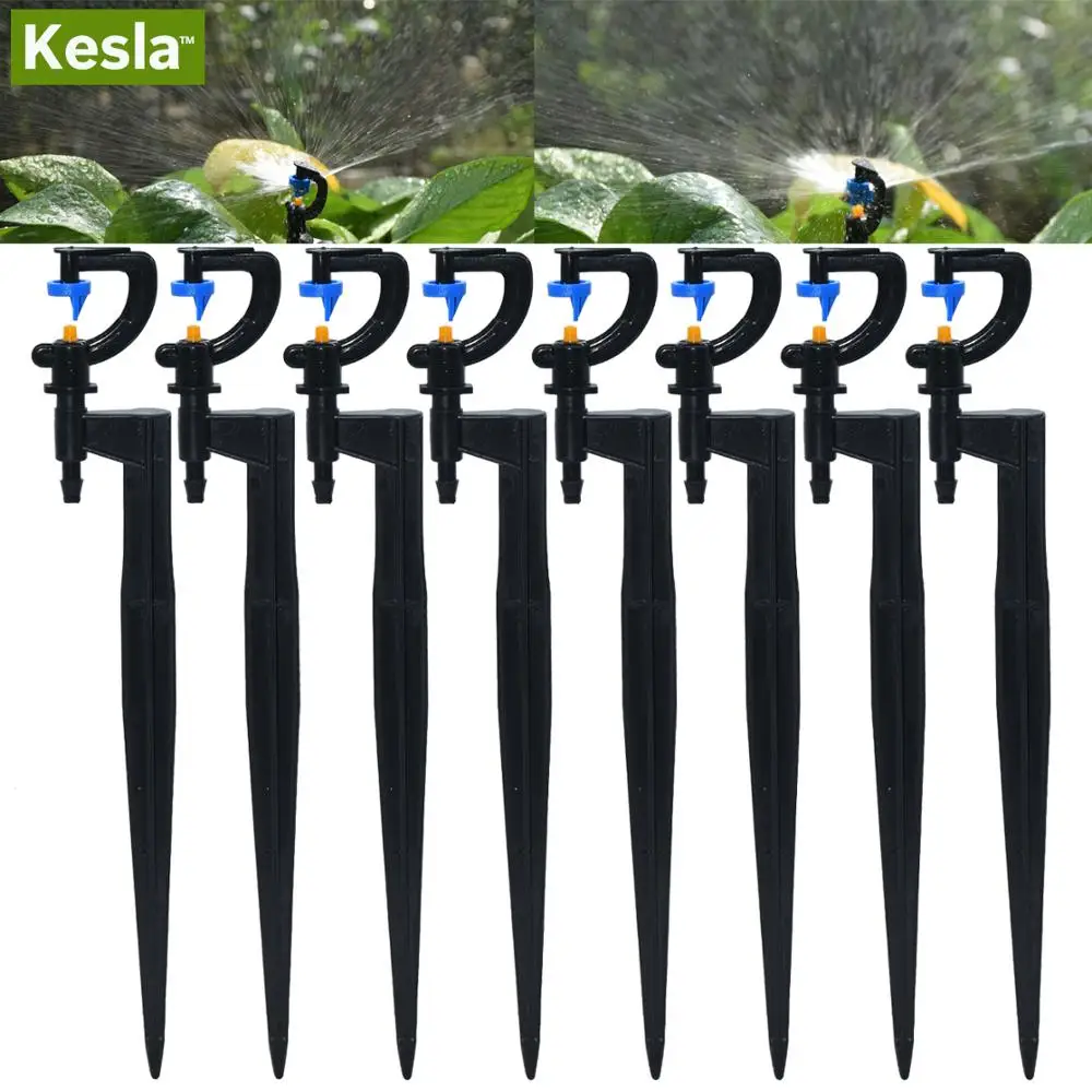 

KESLA 50PCS 23CM 180 Degrees Misting Nozzles on Stake Greenhouse Watering System Garden Drip Irrigation Micro Sprinklers Sprays