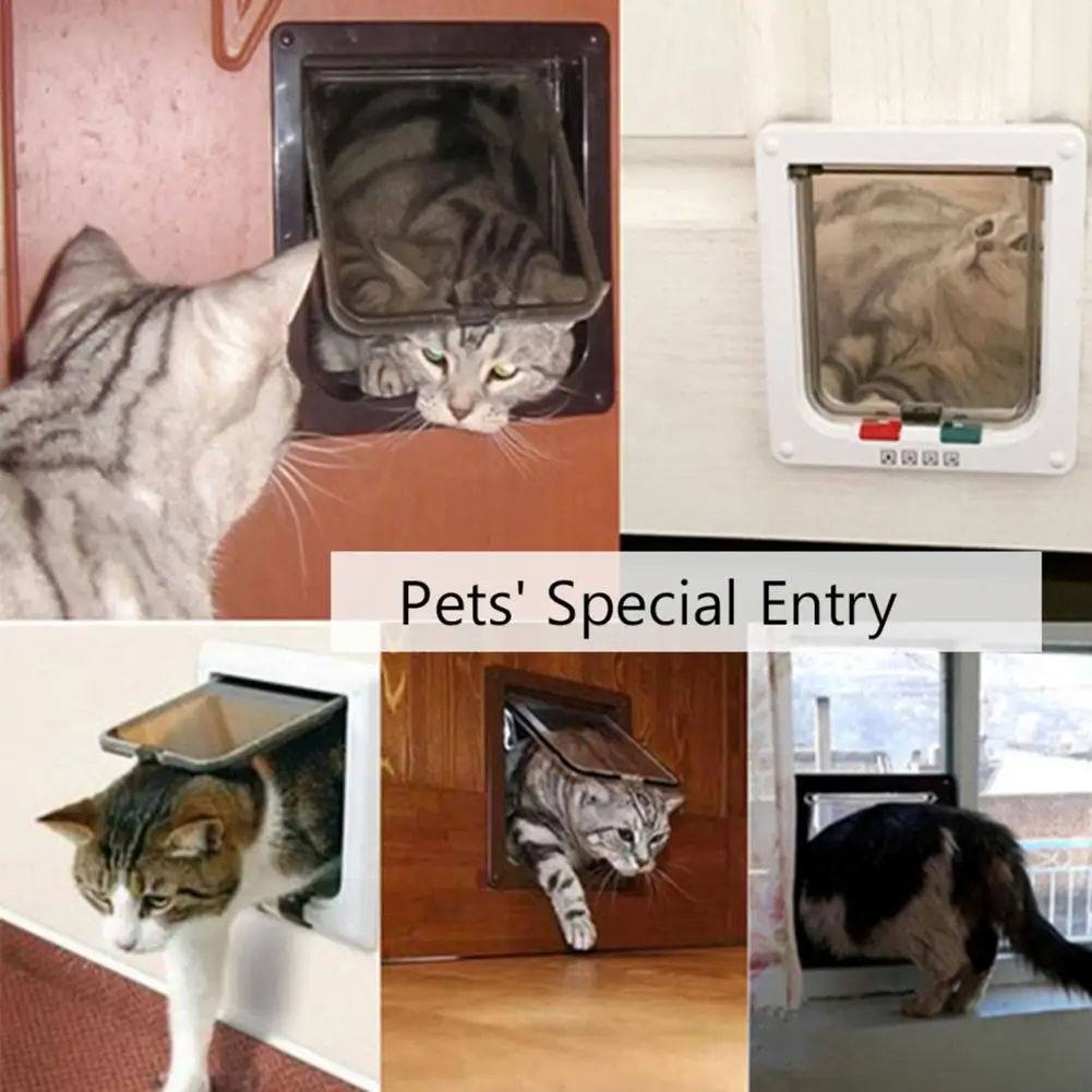 Pet Smooth Non-deformation Flap 4 Switch Modes Easy To Install Safety ABS Quiet Pet Cats Security Pet Door Flap For Pet