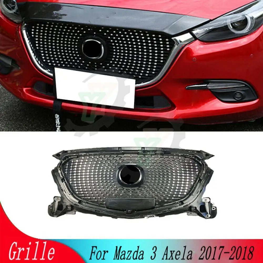 

High quality modified Diamond Style front grille mesh For Mazda 3 Axela 2017 2018 car exterior accessories front racing grill