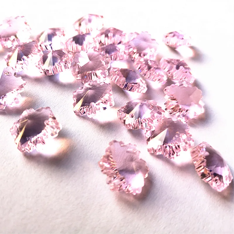 New Arrival Top Quality 500pcs Pink 14mm K9 Crystal Snow Beads In 2 Holes For Chandelier Crystals Home Decoration Accessories