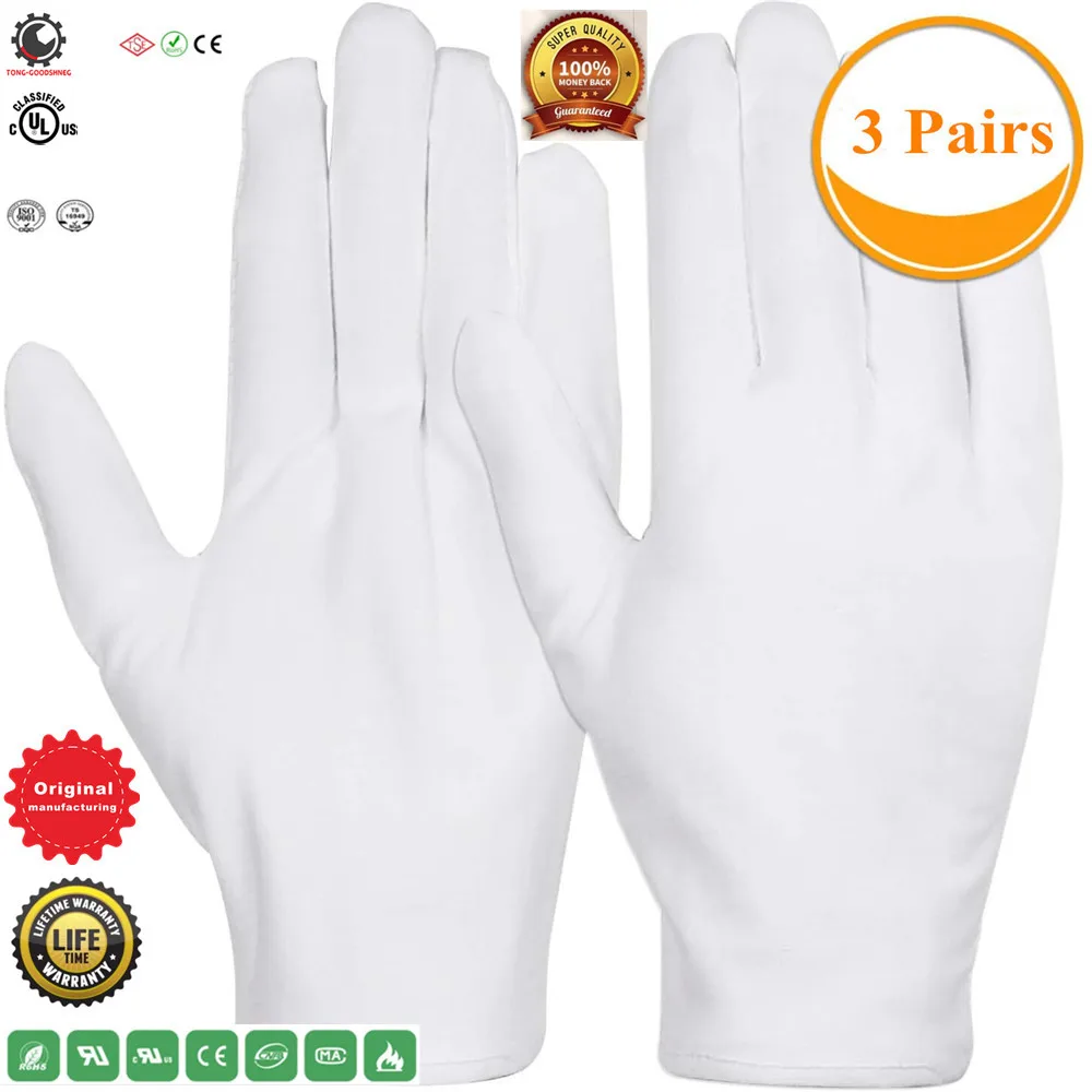 

Cotton Gloves,Cotton Gloves Cloth Serving Gloves,Eczema Moisturizing Dry Hands Coin Jewelry Silver Archival Costume Inspection