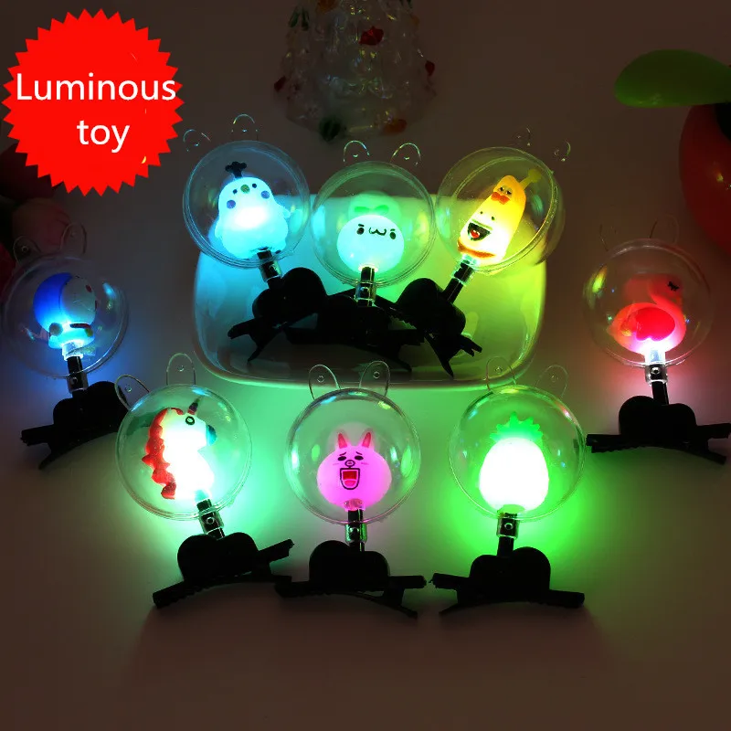 Glow in the Dark Toy Cute Flash Children's Headdress Hair Band Hairpin Luminous Transparent Ball Girls' Decorative Props Gift