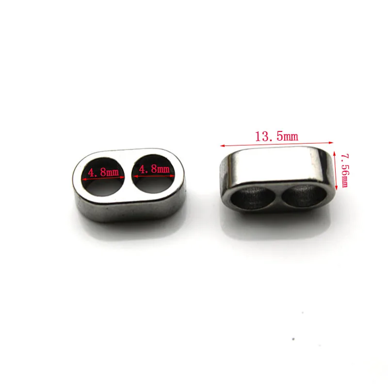 4pcs Stainless Steel Double Hole 5mm Charm Slide Spacer Beads Big Hole Stopper Bead for Leather Bracelet DIY Jewelry Accessories
