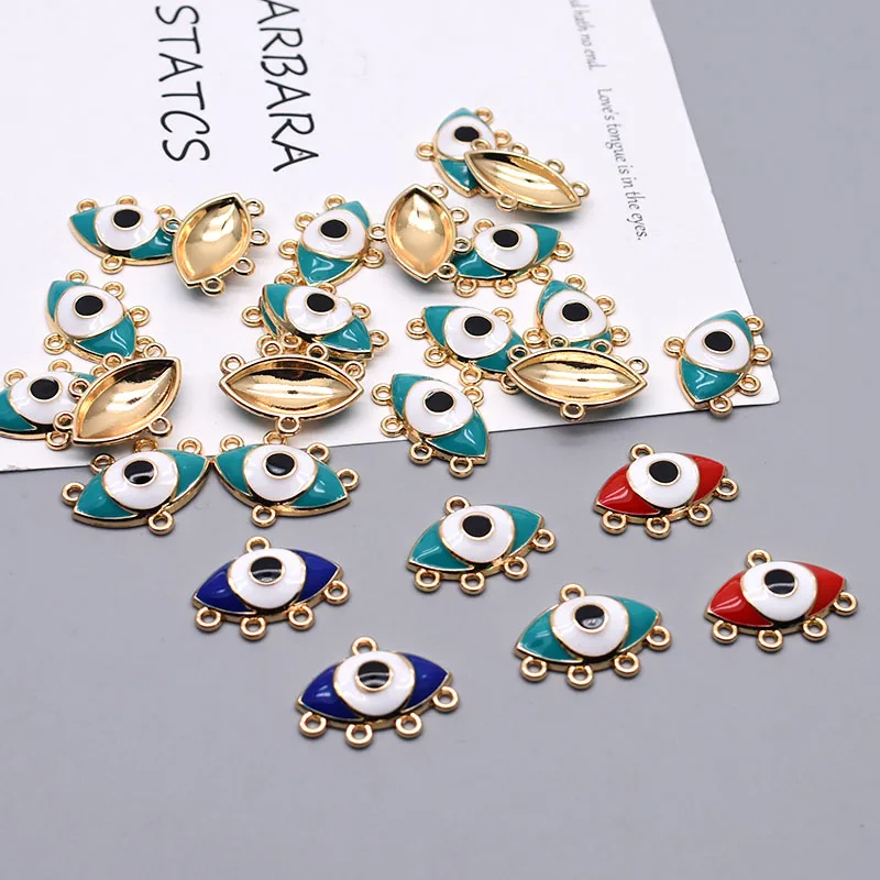 6pcs Evil Blue Eye Charm Jewelry Connectors Charms Pendant Alloy Enamel Turkish eye Connectors Charms For Jewelry Making Earring