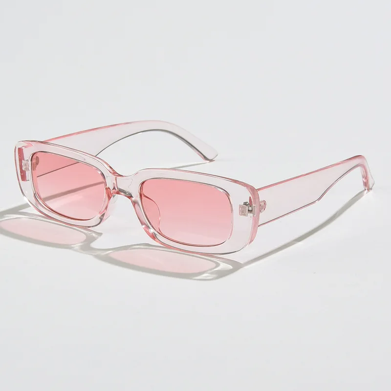 Classic Vintage Rectangle Sunglasses Women Brand Design Clear Blue Pink Green Lens Sun Glasses Female  Eyewear UV400