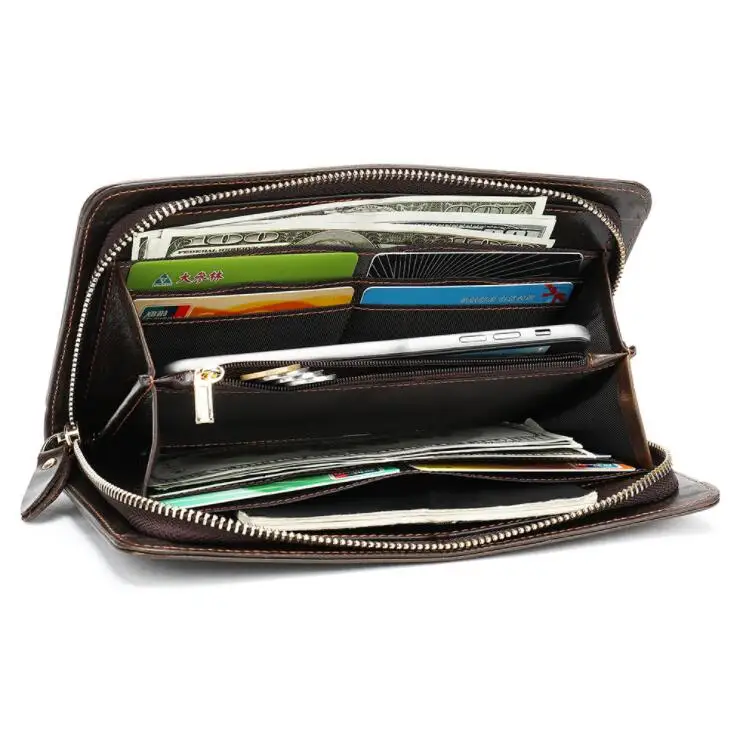 Men Purse Leather Men Phone Cluth Wallet Cards Money Long Wallets Hand Purses Genuine Leather 2020 New Fashion Designer