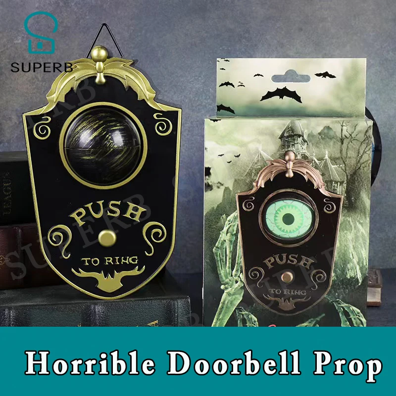 escape game Horrible Doorbell Prop press the button the eye will be opened with green light and horrible sound scary prop escape