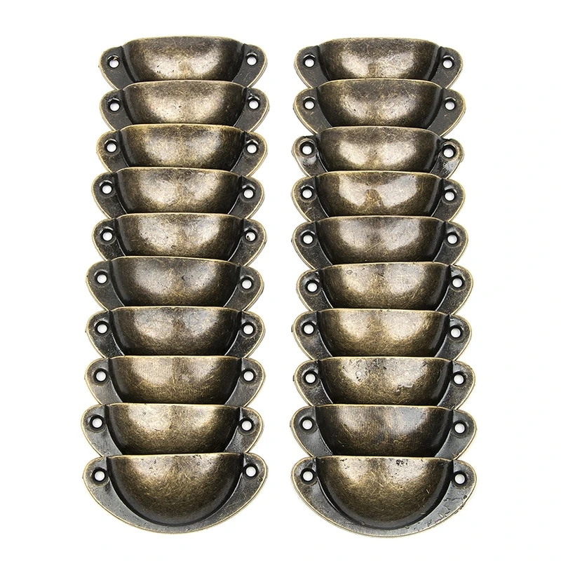 20 manijas de concha antiguas con 40 tornillos, perilla de puerta, cajón, muebles, tirador de concha, accesorios para muebles