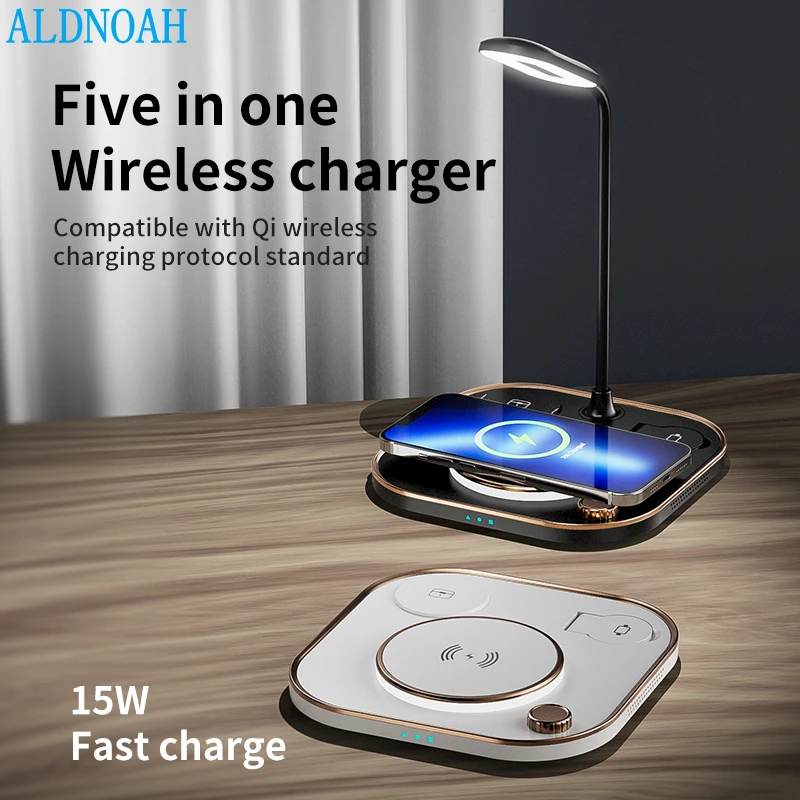 4 in 1 Wireless Charger Pad with Lamp for iPhone13 12 11 X XR 8 Multi-function Charging for Apple Watch 7 6 SE 5 Airpod Pro 2 3