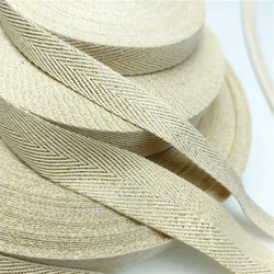 5yards Beige Twill Cotton Ribbon 10MM 15MM 20MM Width Webbing/Bias Binding Tape For Diy Bag Craft Gold Lurex Cotton Twill Tape