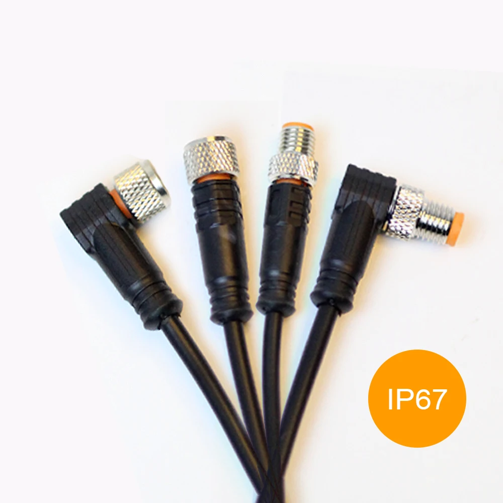 Cloweit M8 3pin 4pin Male to Female 2 Meter Extension Cable IP67 PVC Sensor Thread Plug-in Customize Cables