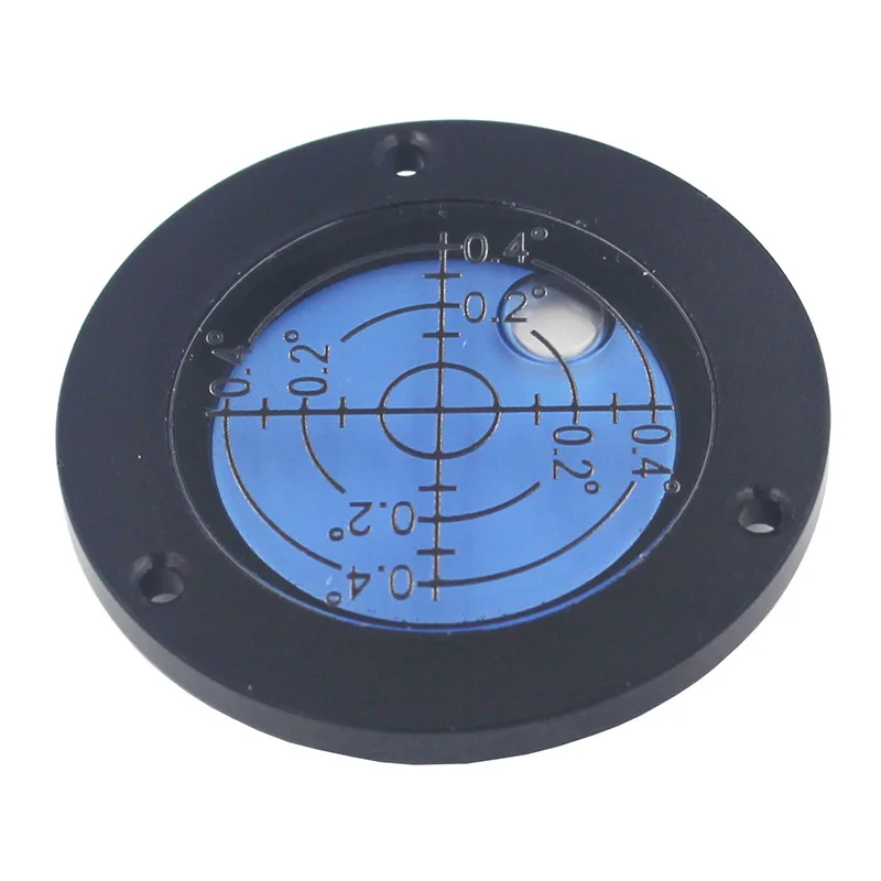 Haccury Round Metal Spirit Level Bubble Upper Flange Horizontal Platform Inlaid Leveling Instrument Blue Color Anti-UV