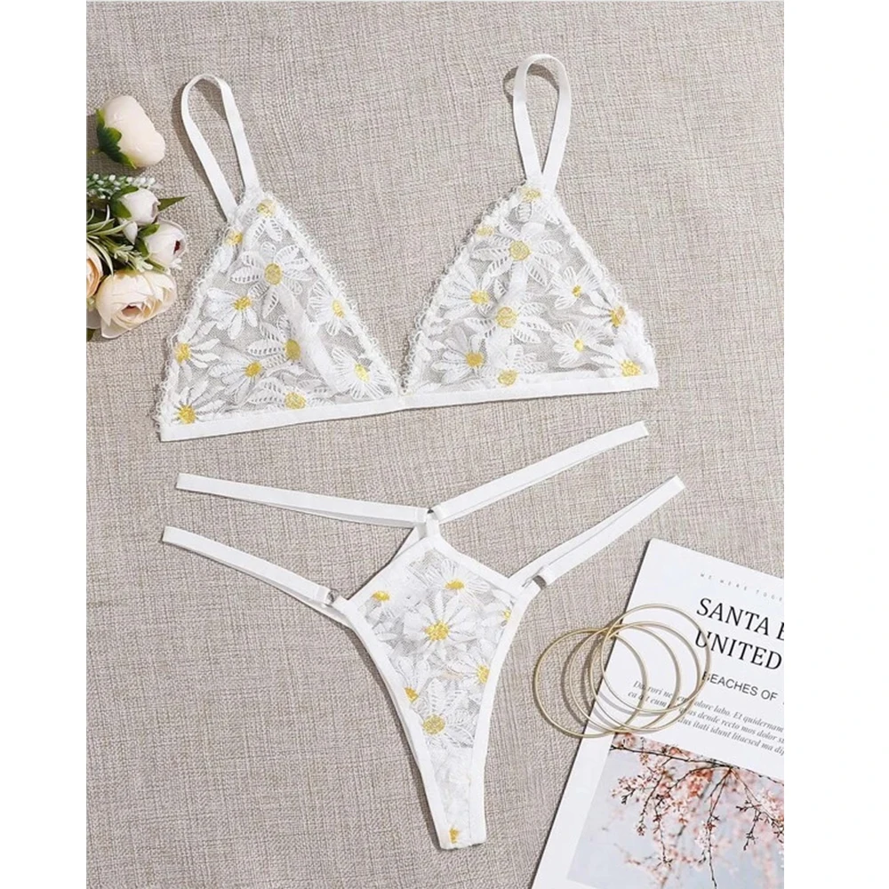 Sexy renda transparente lingerie arco erótico feminino impresso sutiã sem alças tanga conjunto lenceria pijamas roupa interior calcinha sem costura