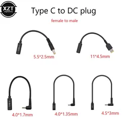 USB 3.1 Type C female to Square 5.5*2.5 4.0 1.35 1.7 4.5 3.0 mm Jack DC PIN Plug for Asus DELL Hp PC Laptop Power Adapter cable