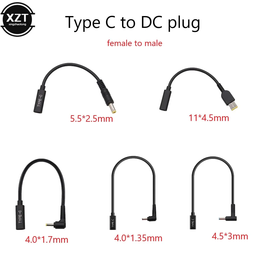 USB 3.1 Typ C żeński do Kwadrat 5,5 * 2,5 4,0 1,35 1,7 4,5 3,0 mm Jack DC PIN Wtyczka do Asus DELL Hp PC Laptop Kabel zasilający