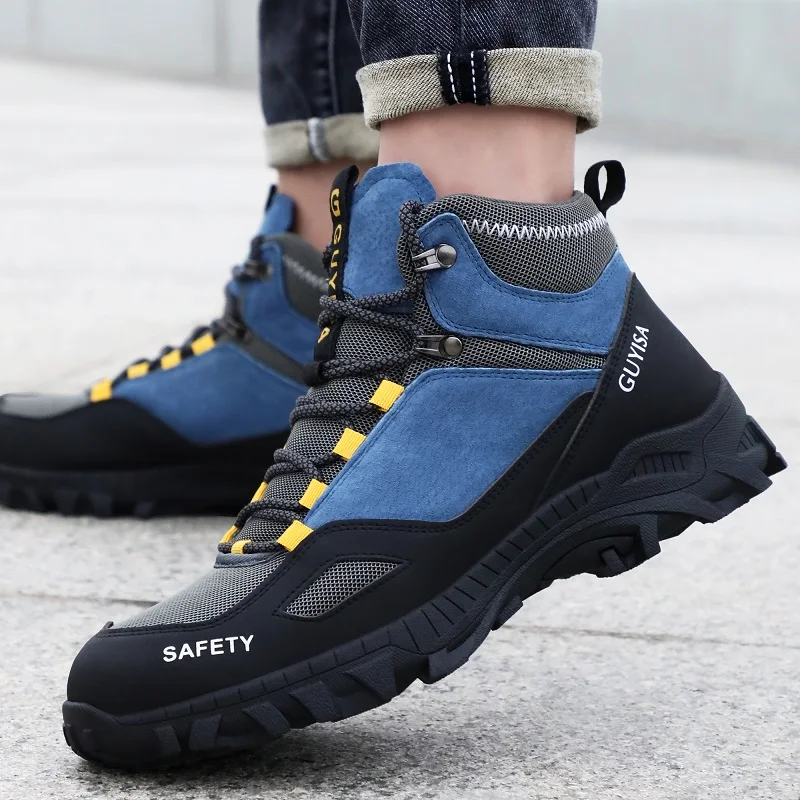 New High Top Work Safety Shoes Men Indestructible Steel Toe Safety Boots Anti-smash Non-slip Man Sneaker Comfortable Work Shoes