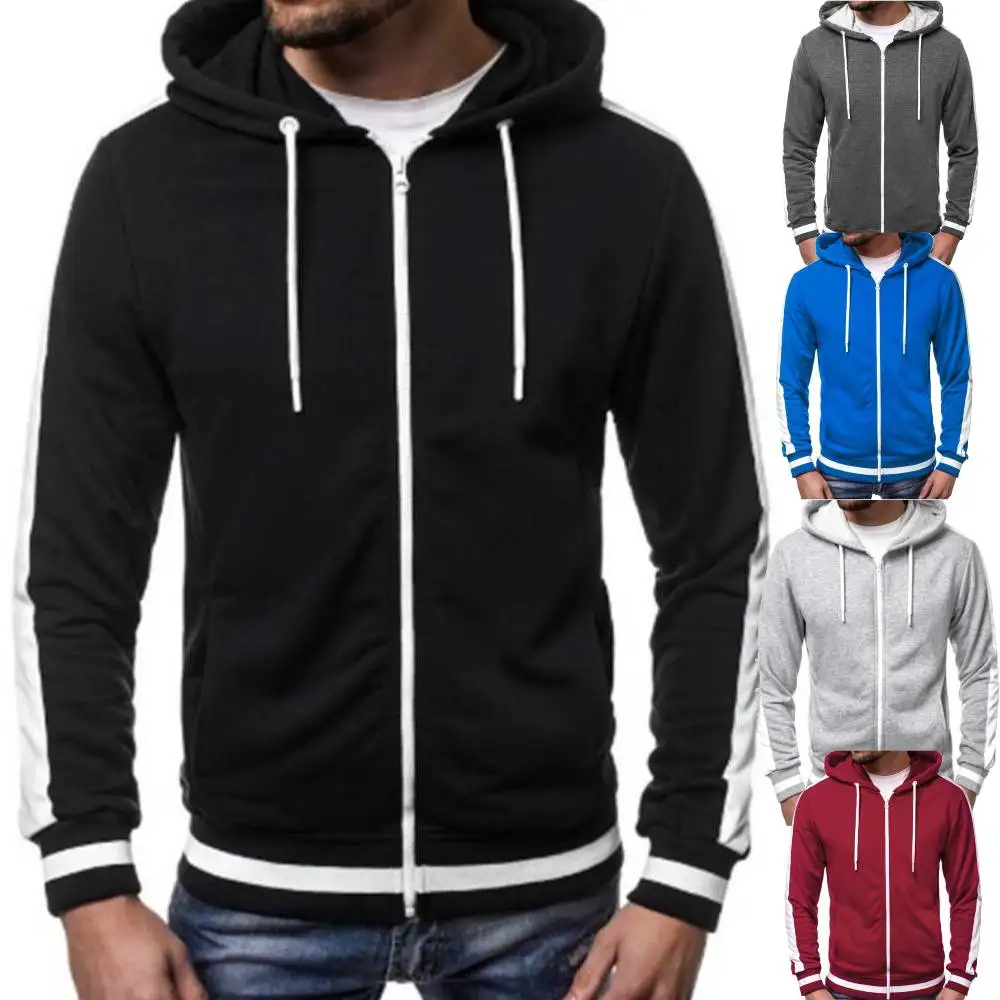 Outono Inverno Quente Velo Forrado Com Capuz Moletons Zipper Casaco Jaqueta Workout Treinamento Sportswear Outerwear Homens Hoodie Treino