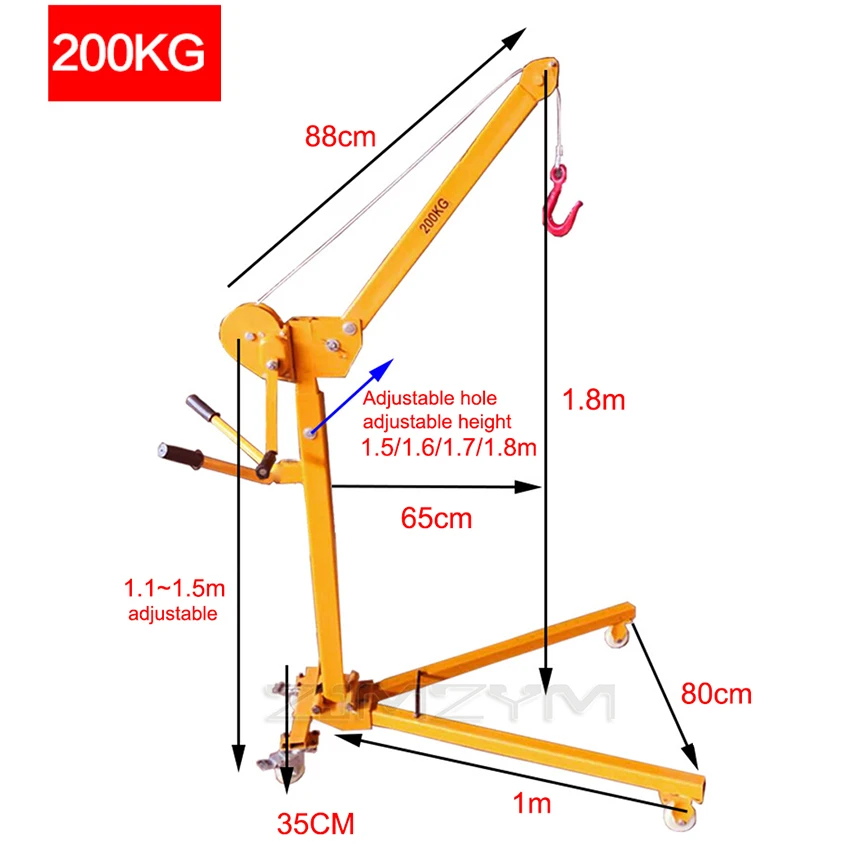 200KG/300KG/500KG Đa Năng Xử Lý Cần Trục Hộ Gia Đình Cần Cẩu Di Động Gấp Nhỏ Cần Cẩu Di Động xe Nâng Cần Cẩu Máy