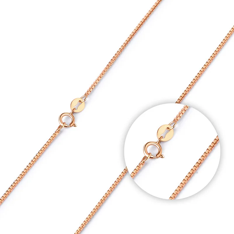 MIQIAO 925 Sterling Silver Box Chain Long 40 45 50 55 60 cm Wide 0.7 0.8 1.0 1.2 mm Rose Gold Platinum Color Necklace Fashion