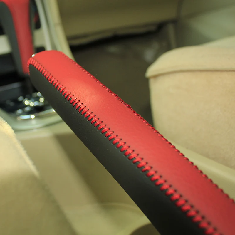 

Custom Car Hand Brake Covers Top Layer Leather Case for Peugeot 307 DIY Handbrake Grips Cover Auto Genuine Leather Handbrake