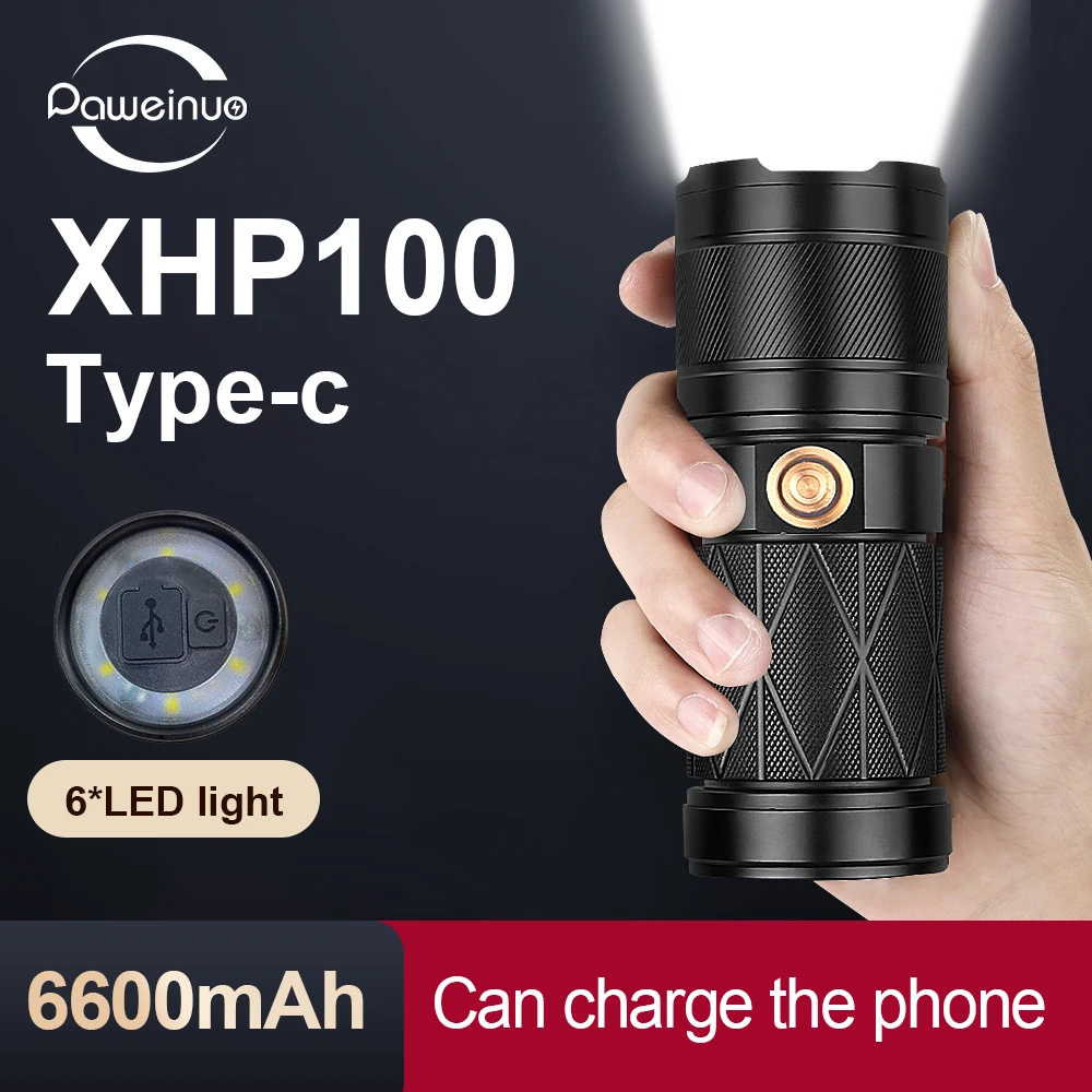 Paweinuo xhp100 мощный светодиодный фонарик перезаряжаемый USB тактический фонарик xhp90 фонарики xhp70 xhp50 ручной фонарь