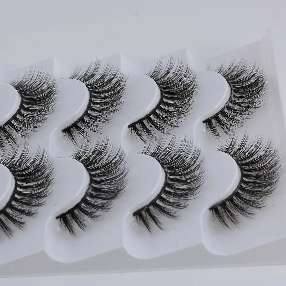 5 paar handgemaakte piekerige uitlopende multi-stijlen pluizige multilayers kriskras 3D faux nertsen haar valse wimpers wimperverlenging