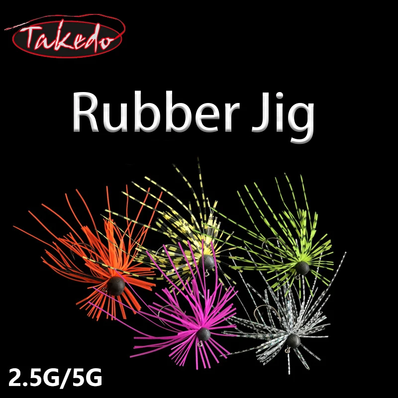 TAKEDO HDS03 1.8G - 5G ZITHER RUBBER JIG Spinnerbait Blades Silicone Skirt Saltwater Resin Tungsten Jig Head Spinner Rubber Jig