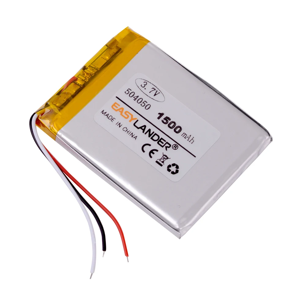 504050 3.7V 3 linie 1500mAh litowo-jonowy akumulator polimerowy do GPS mp3 mp4 navigator do telefonu komórkowego DVR TL-501 treelogiczny 4Gb