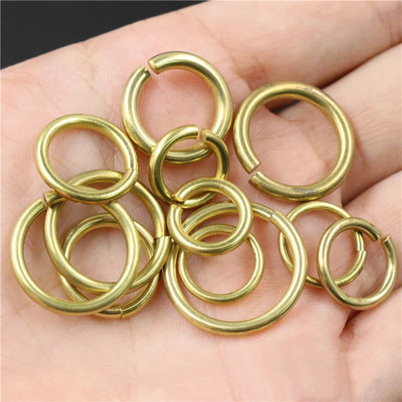 50pcs Solid Brass Open O Ring Seam Round Jump Ring Garments Shoes Leather Craft Bag Jewelry Findings Repair Connectors