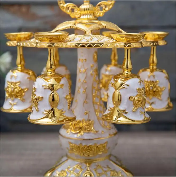 Europe Metal Decorative Wiskey Cups, Whisky Vodka Cup, Gold and Silver, Decoration for Whisky, JB011, 6 cups/Set