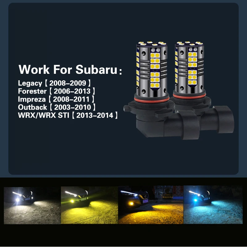 2pcs LED Fog Light Blub 9006 HB4 Lamp Canbus No Error For Subaru Legacy Forester 2006-2013 Impreza Outback 2003-2010 WRX STI