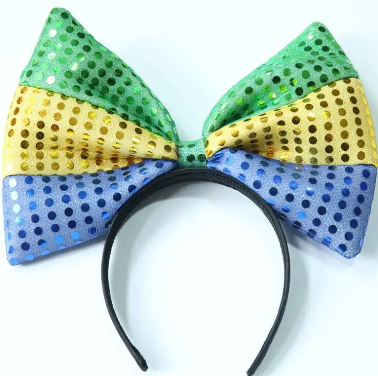 

Super Large Sequin Bow Flag Headband Hairband Party Headpieces Halloween Christmas Party Fancy Dress Sports Headwear 28cmx19CM