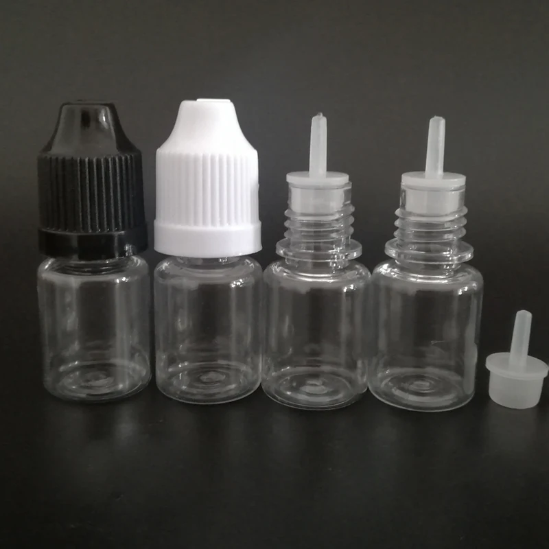 500pcs 5ml PET E Liquid Needle Bottle Empty Plastic Dropper Bottle With Childproof Caps And Fine Tips