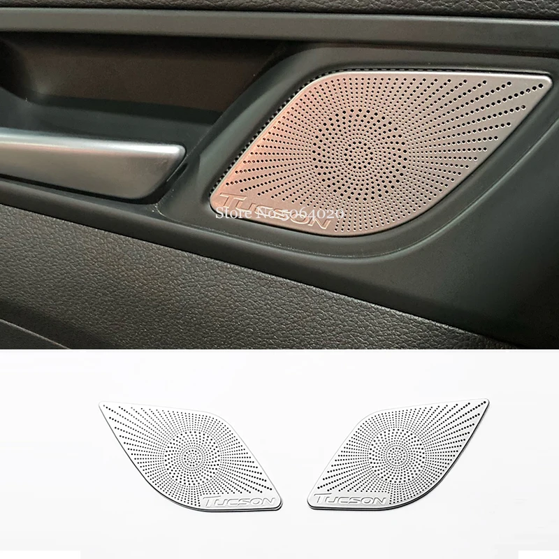 

For Hyundai Tucson 2015-2018 2019 2020 Stainless Interior Sticker Car Door Speaker Trim Bezel Cover Garnish Styling Accessories