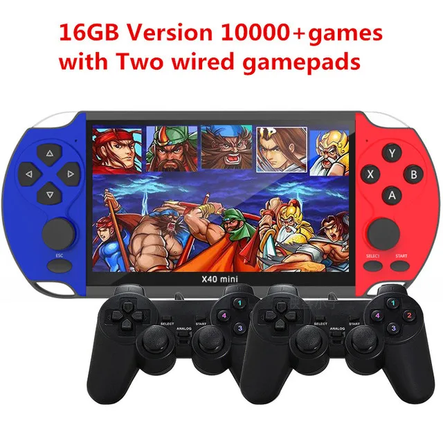 ใหม่X40 Mini 6.5 นิ้วแบบพกพาคอนโซลเกมมือถือ 16GB 10000 เกมสําหรับMega Drive/Snesสนับสนุนวิดีโอ/เพลง/ภาพ/ทีวีOut