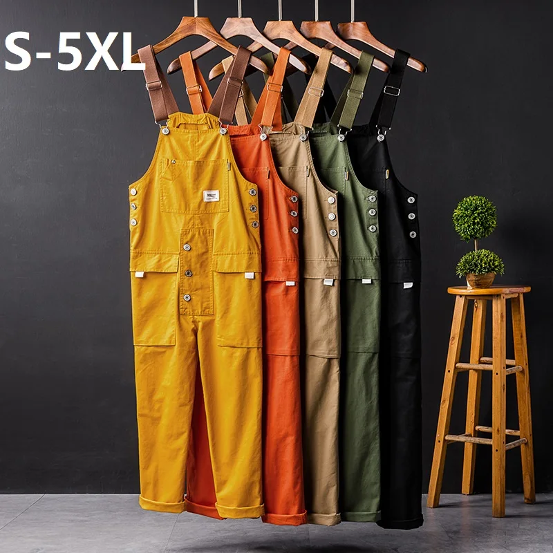 

Men Brace Bib Pants Dungarees Casual Jumpsuits Streetwear Joggers Multi Pockets Fashion Suspenders Men Cargo Pants Overalls 5x