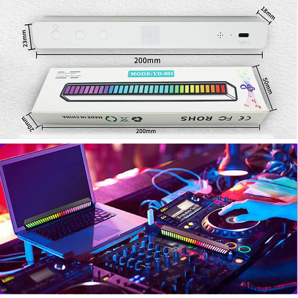 LED Strip Light Sound Control Pickup Rhythm Light Music Atmosphere Light RGB Colorful Ambient Light USB APP Control Novelty Ligh