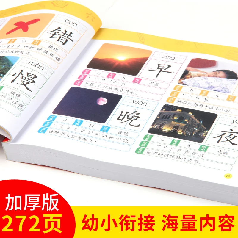 1280 kata buku bahasa Tiongkok mempelajari bahan pengajaran kelas pertama bahasa Tiongkok buku gambar karakter Tiongkok