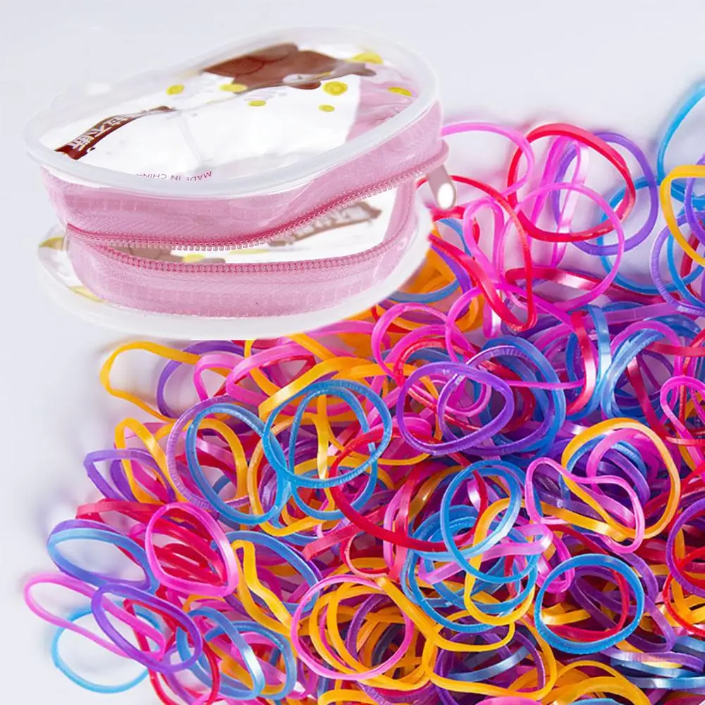 300/lot Cute Girls Colourful Ring Disposable Elastic Hair Bands Holder Rubber Band Scrunchies Kids Hair Accessories