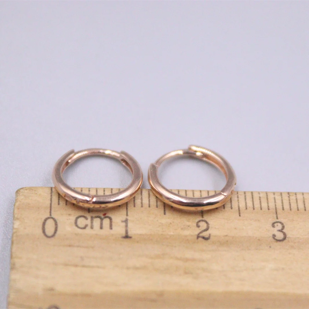 Pure Au750 Soild 18K Rose Gold Ear Ring Circle Smooth Hoop Earrings 1.3g