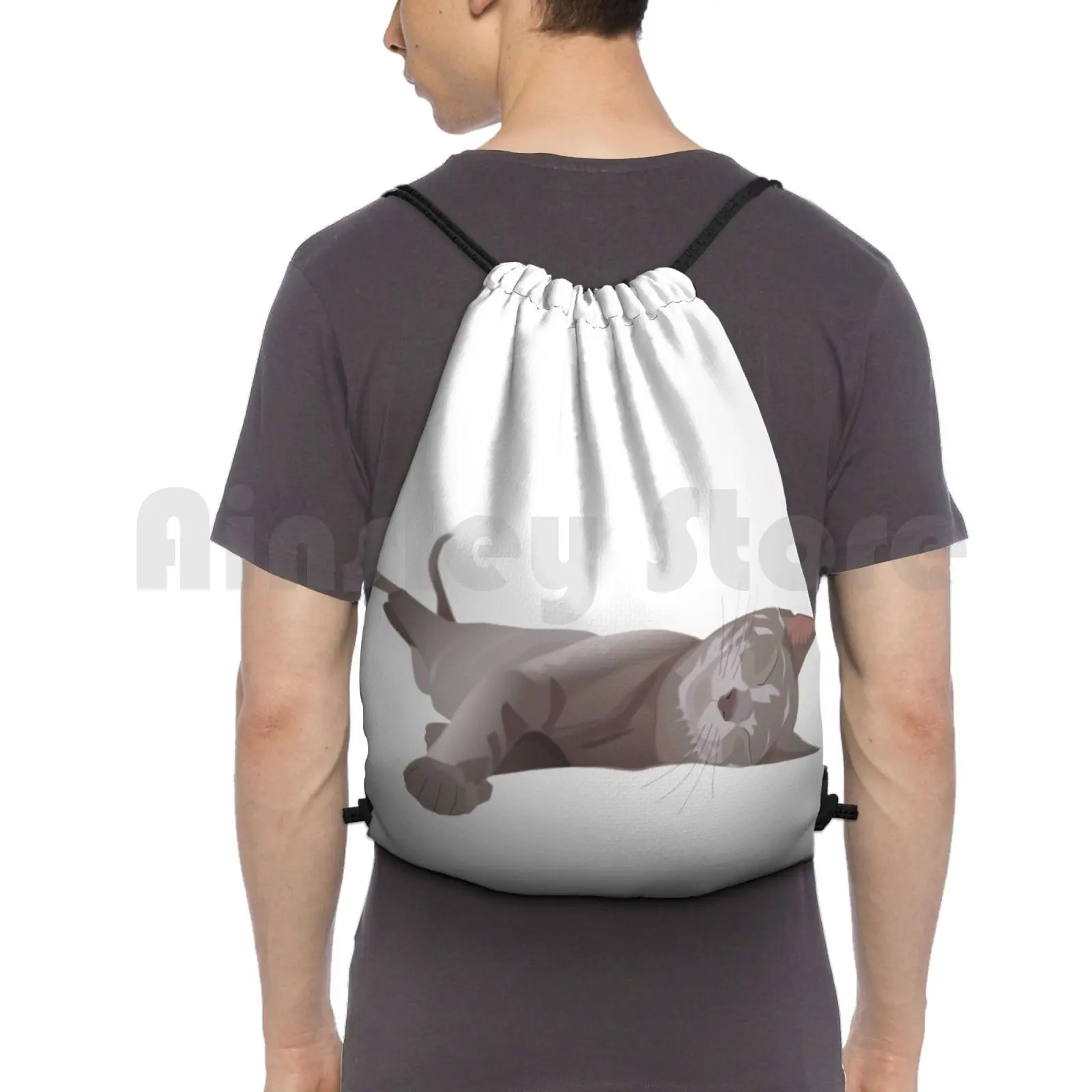 

Sleepy Cat Backpack Drawstring Bags Gym Bag Waterproof Lazy Sleepy Cute Lazy Cat Cats Cat Pattern Cute Cat Kitten Kittens