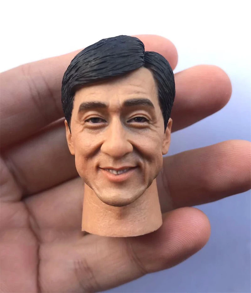 In Stock For Sale 1/6th Agent Jackie Chan Police Smile Face Version Male Head Sculpture For Usual 12inch Doll Action Figure