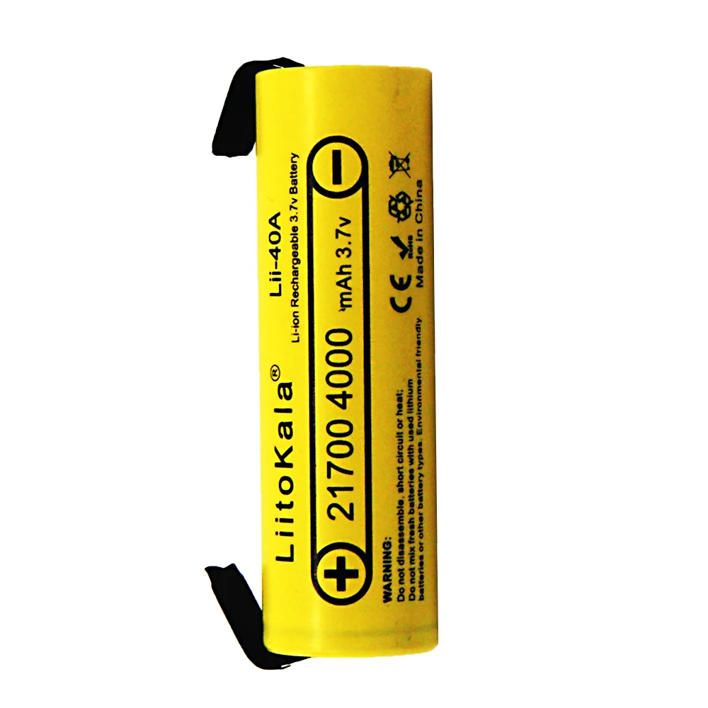 Novo 2020 liitokala Lii-40A 21700 4000 mah li-ni bateria 3.7 v 40a para alta descarga mod/kit 3.7 v 15a potência + diy nicke