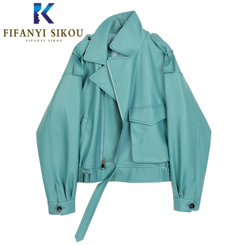 

High quality PU Leather Jacket Women Fashion Pocket Zipper Motorcycle Jacket Soft Faux Leather Biker Short Coat Female 2020 New