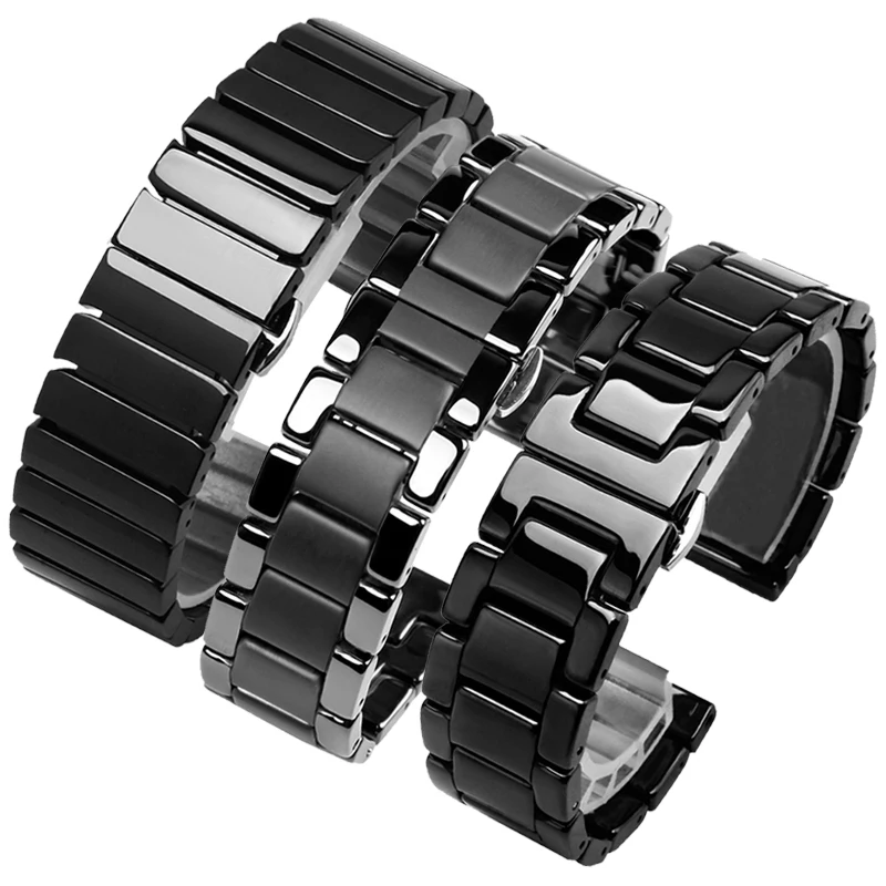 Correa de reloj de cerámica para Huawei Watch GT 2, 20mm, 22mm, barra de liberación rápida, pulsera de reloj, color negro mate