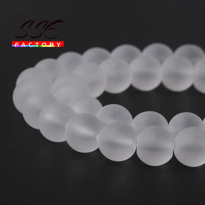 Wholesale Matte White Crystal Glass Beads Round Loose Spacer Bead 15