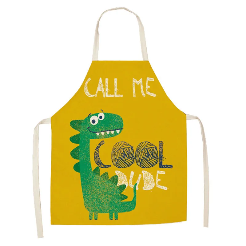 Cartoon Dinosaur Cute Apron Children\'s Kitchen Baking Parent-child Apron  Apron Creative Animal Print Overalls Aprons  Woman