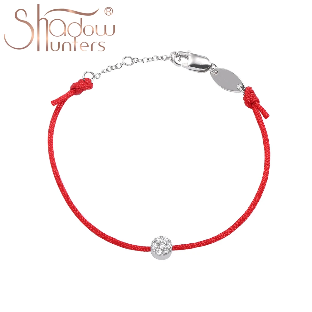 SHADOWHUNTERS Real 925 Sterling Silver Red Rope Bracelets With Little CZ Stone For Christmas Gift For Family Trendy Jewelry 2021